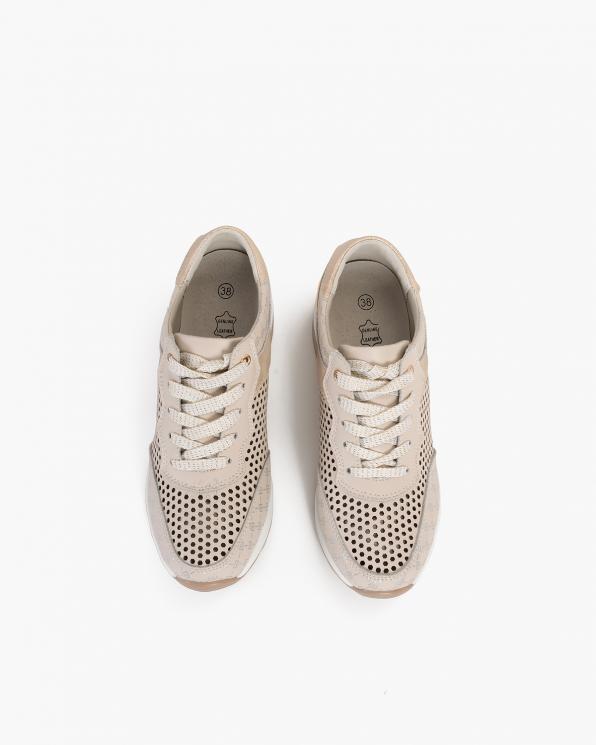 Beżowe sneakersy skórzane ażurowe 131-78592-BEŻ