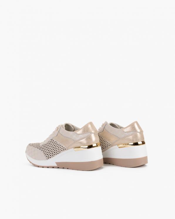 Beżowe sneakersy skórzane ażurowe 131-78592-BEŻ