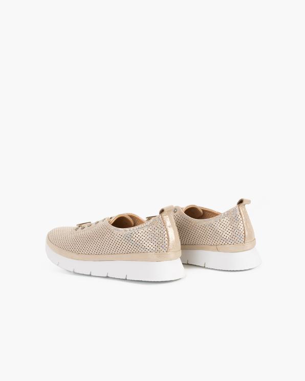 Złote sneakersy skórzane ażurowe 108-399-148