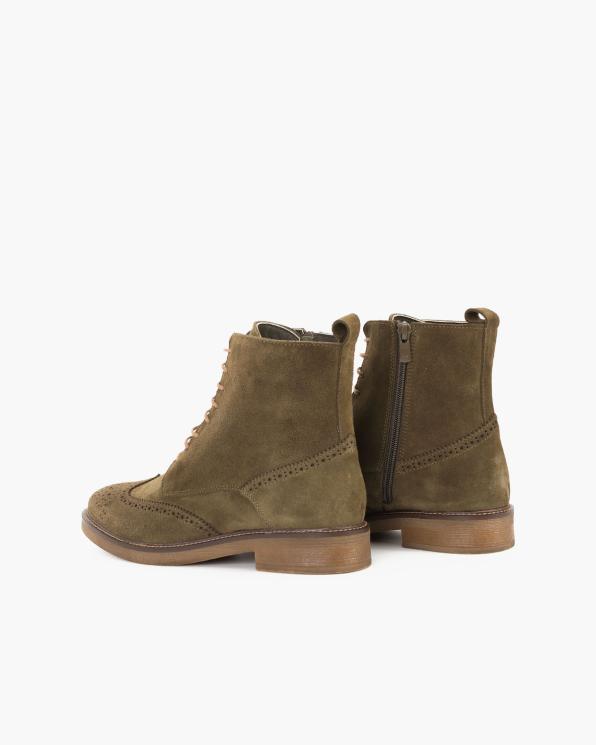 Oliwkowe trzewiki damskie welurowe 135-91142-KHAKI
