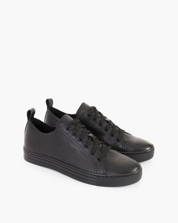 Czarne trampki damskie ze skóry licowej 005-59622-CZ-1