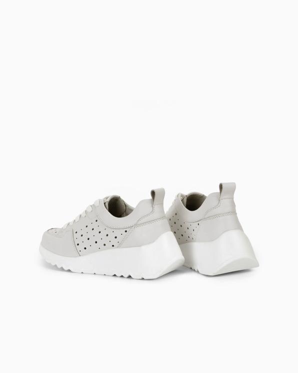 Białe sneakersy ze skóry licowej z dziurkami 131-284-BIAŁY