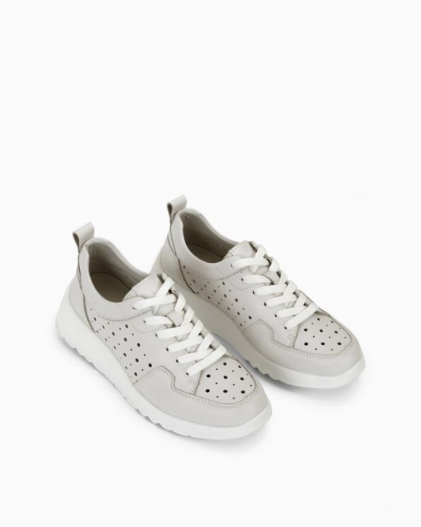 Białe sneakersy ze skóry licowej z dziurkami 131-284-BIAŁY