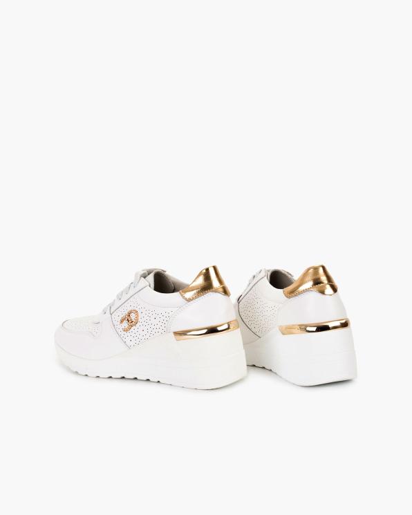 Białe sneakersy ażurowe ze skóry naturalnej 131-018-BIAŁY