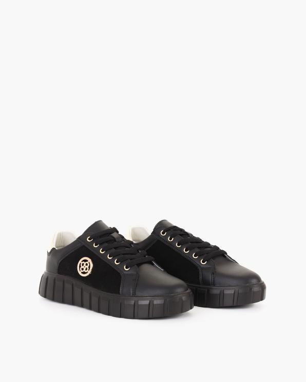 Czarne adidasy damskie ze skóry naturalnej 139-20341-CZARNY