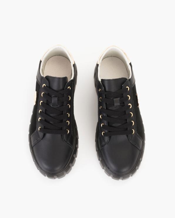 Czarne adidasy damskie ze skóry naturalnej 139-20341-CZARNY
