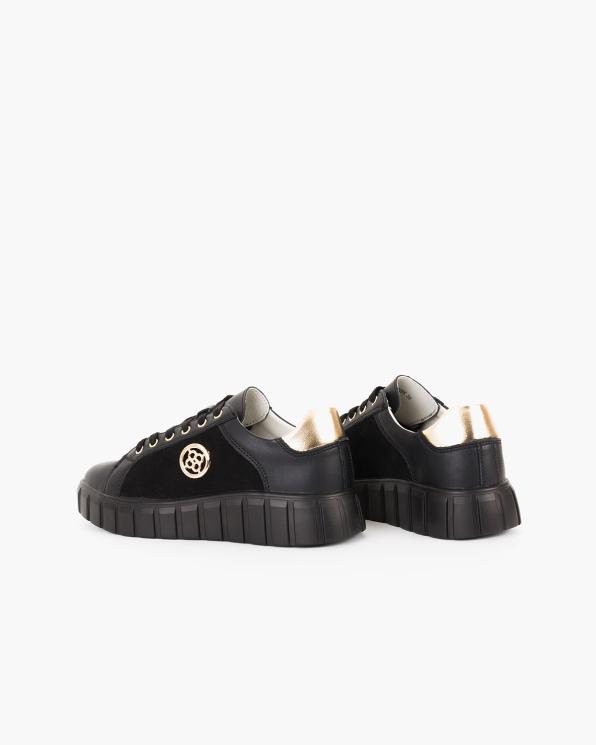 Czarne adidasy damskie ze skóry naturalnej 139-20341-CZARNY