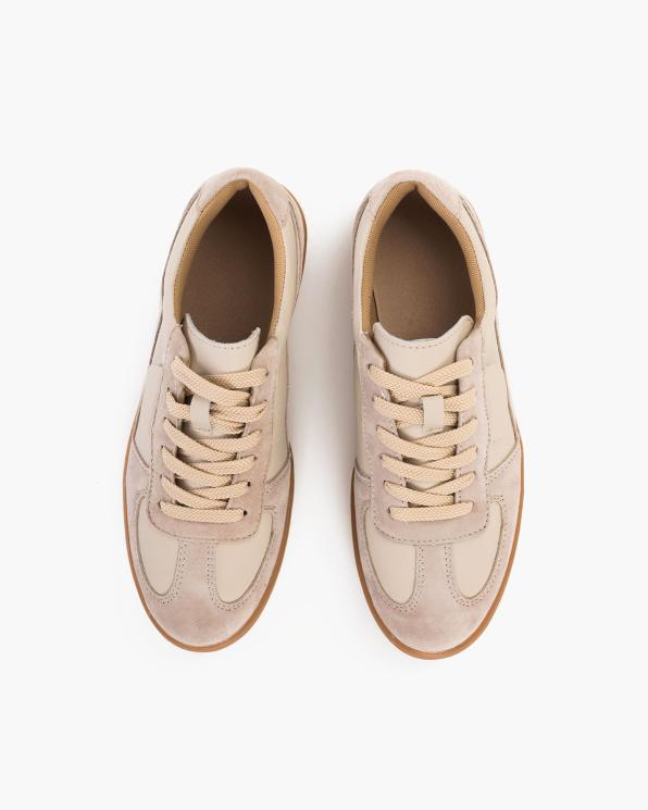 Beżowo-szare adidasy damskie ze skóry naturalnej 105-3397-SZ-B