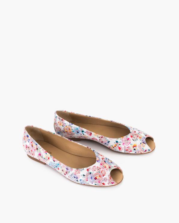 Wielokolorowe baleriny ażurowe ze skóry naturalnej peep toe 148-904769-KWIAT