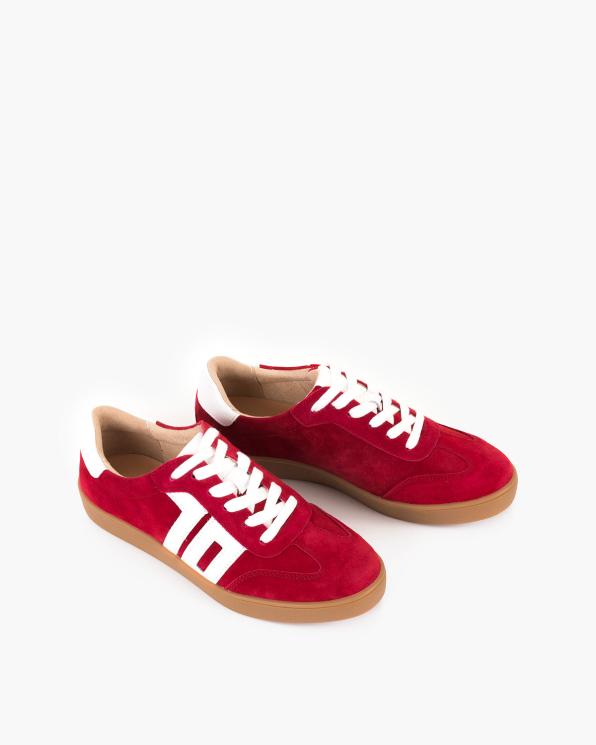 Czerwone adidasy z naturalnej skóry zamszowej 105-71597-czerwo