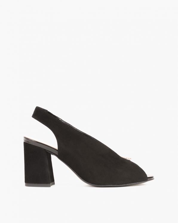 Czarne sandały na słupku peep toe 024 -7908-12