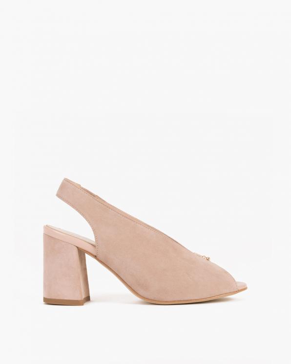 Beżowe sandały na słupku peep toe 024 -7908-041