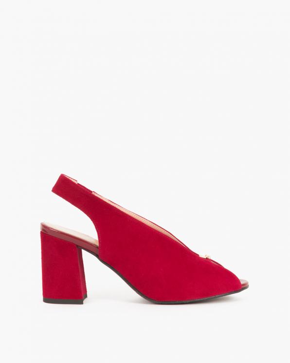 Czerwone sandały na słupku peep toe 024 -7908-2341