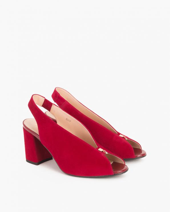 Czerwone sandały na słupku peep toe 024 -7908-2341