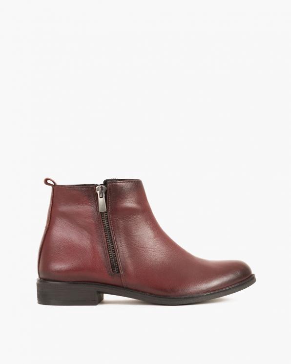 Bordowe botki skórzane 089 1454 -BORDO