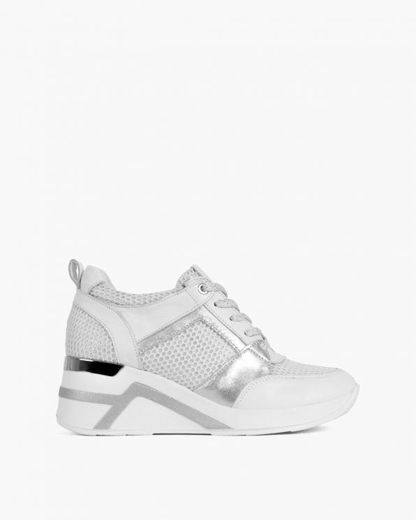 Białe sneakersy skórzane z siatką 098-5067-BIAŁY