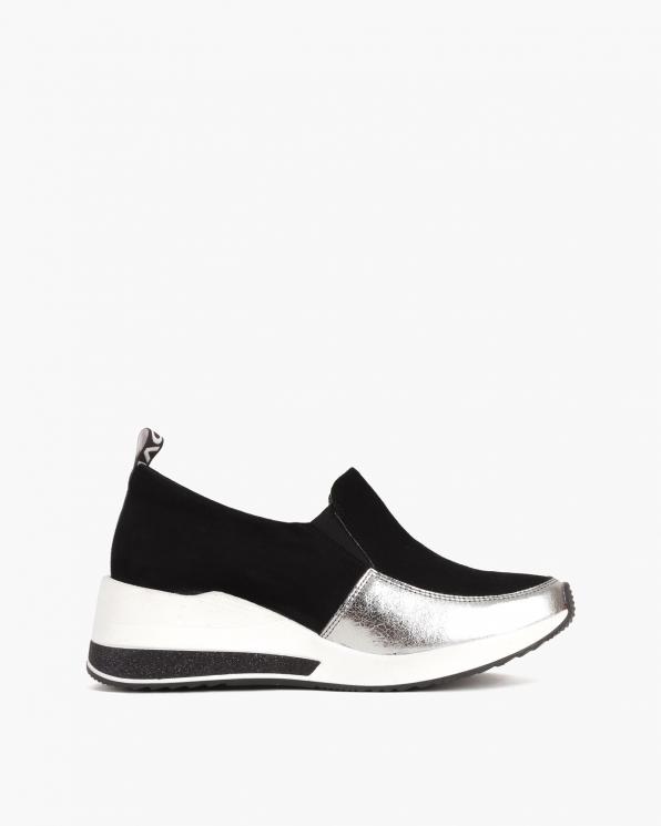 Srebrno-czarne sneakersy zamszowe 046-904-CZ-SREB