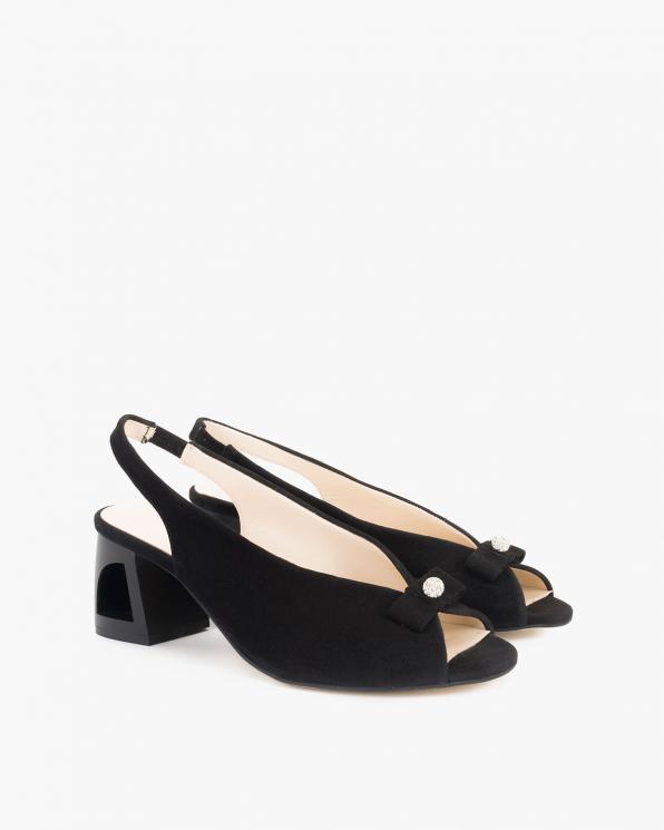 Czarne sandały damskie welurowe peep toe 108-503-CZARNY