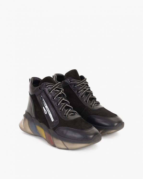 Czarne sneakersy skórzane z zamkiem 086-800-CZARNY