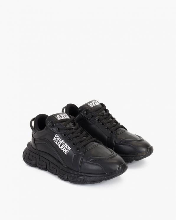 Czarne sneakersy skórzane z napisami 083-P-8-CZARNY