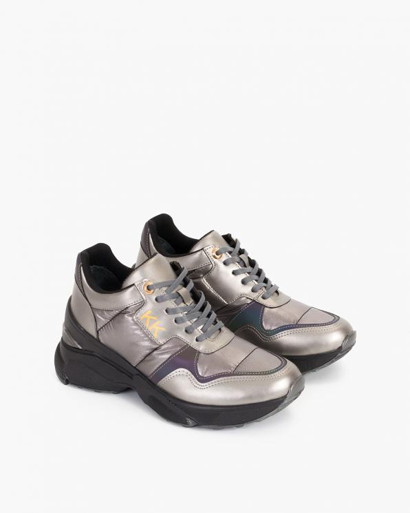 Srebrne sneakersy ortalionowe 083-129-SREB-ORT