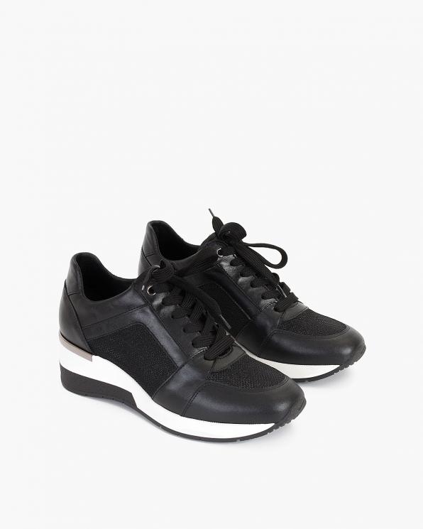 Czarne sneakersy skórzane z siatką 024-5979-80/0391