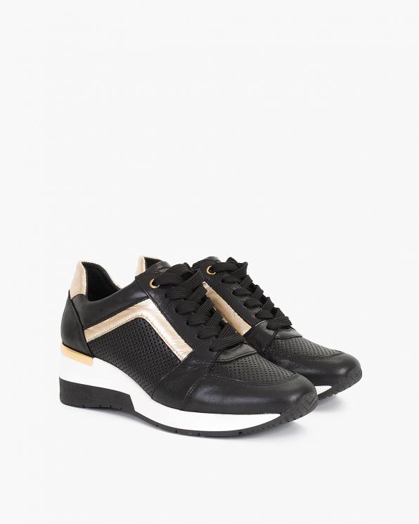Czarno-złote sneakersy skórzane 024-3289-4671-11