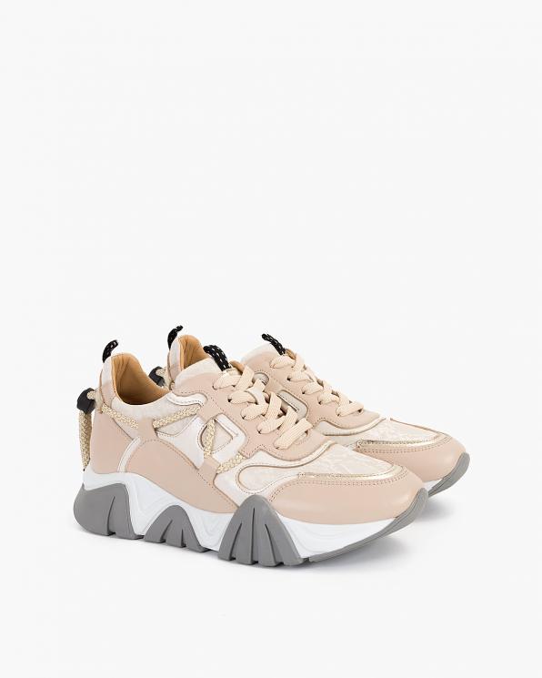 Beżowe sneakersy damskie skórzane 108-7584-59