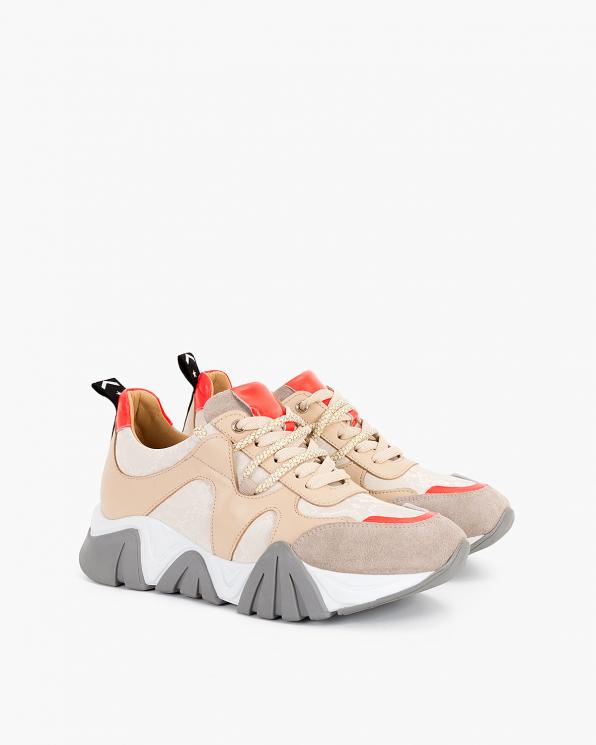 Beżowe sneakersy skórzane 108-7537-03