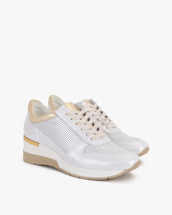 Biało-złote sneakersy skórzane 024-5089-1581-77