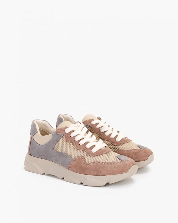 Wielokolorowe sneakersy zamszowe z siatką 098-2075-457