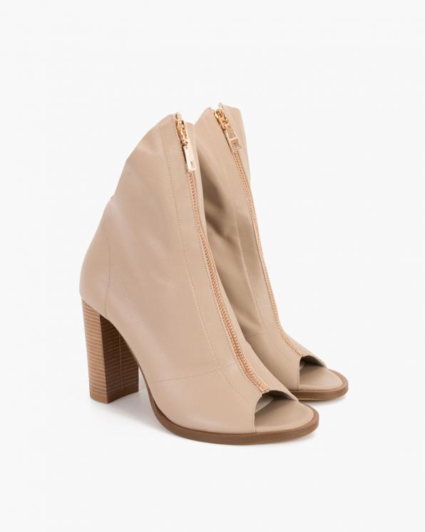 Beżowe botki skórzane peep toe 130-2041-BEŻ