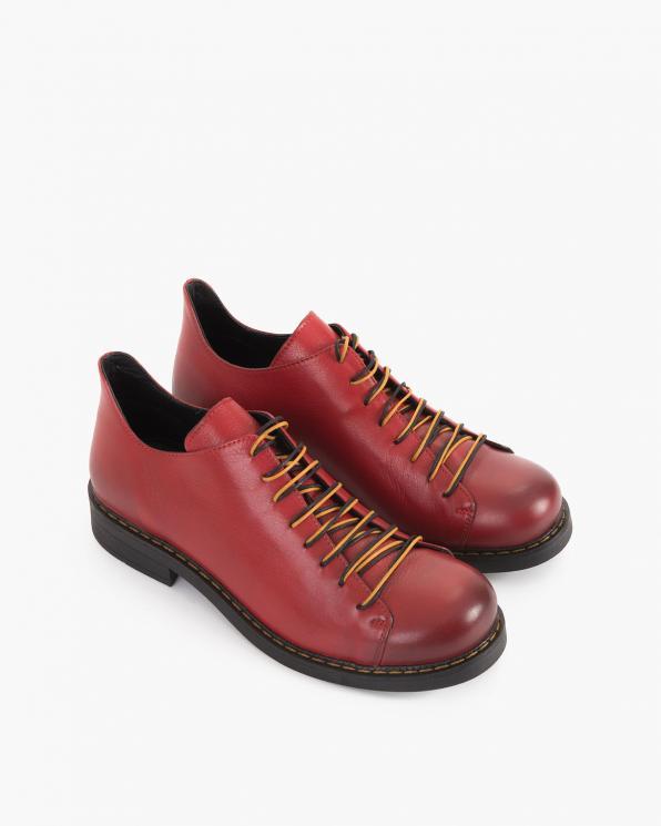 Czerwone półbuty damskie skórzane 135-037-RED