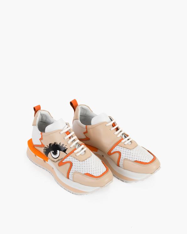 Wielokolorowe sneakersy skórzane z nadrukiem 108-5751-KOLOROW
