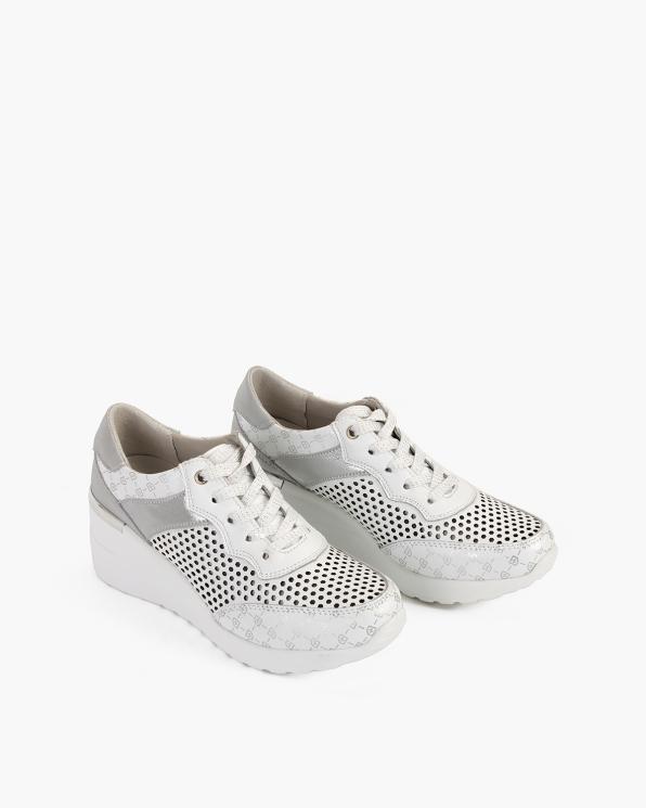 Białe sneakersy skórzane ażurowe 131-78592-BIAŁY
