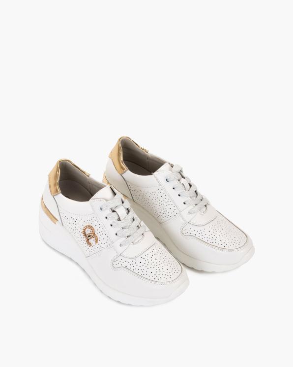 Białe sneakersy ażurowe ze skóry naturalnej 131-018-BIAŁY