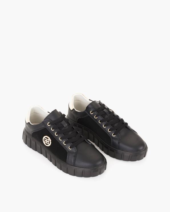 Czarne adidasy damskie ze skóry naturalnej 139-20341-CZARNY