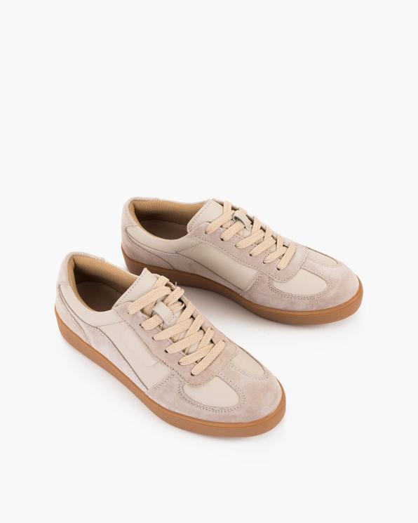 Beżowo-szare adidasy damskie ze skóry naturalnej 105-3397-SZ-B