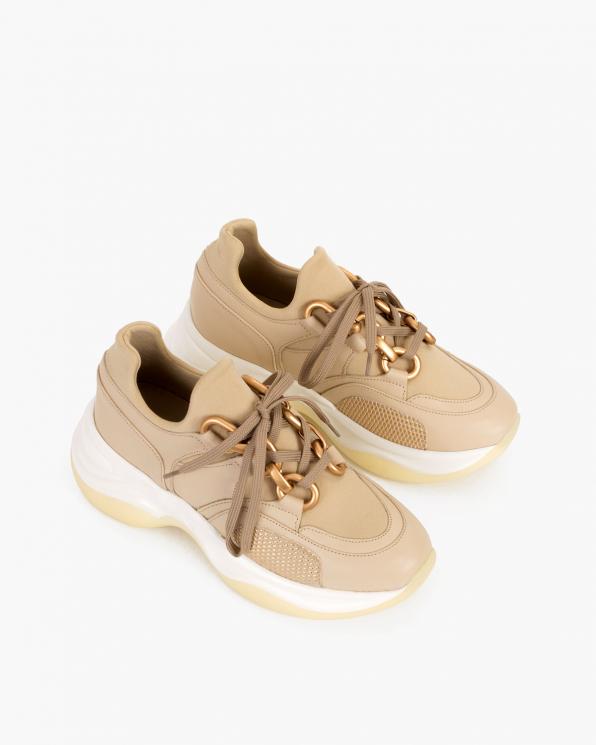 Beżowe sneakersy skórzane 116-106-004-BEŻ