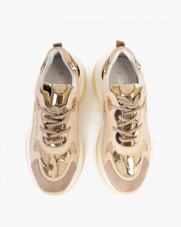 Beżowo-złote sneakersy skórzane 116-106-003-BEŻ