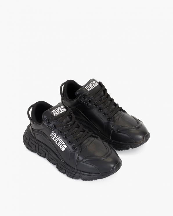 Czarne sneakersy skórzane z napisami 083-P-8-CZARNY