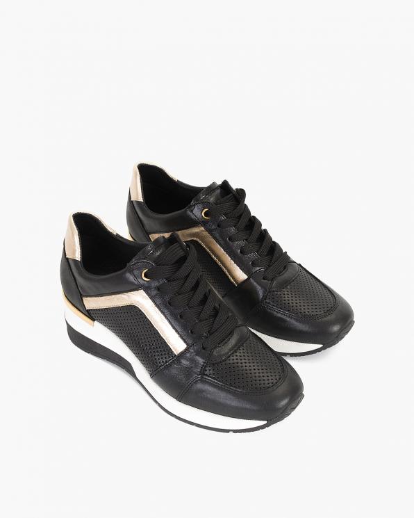 Czarno-złote sneakersy skórzane 024-3289-4671-11