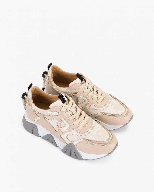 Beżowe sneakersy damskie skórzane 108-7584-59