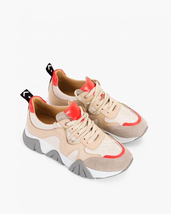 Beżowe sneakersy skórzane 108-7537-03