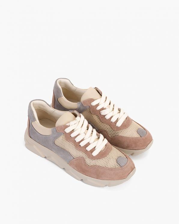 Wielokolorowe sneakersy zamszowe z siatką 098-2075-457