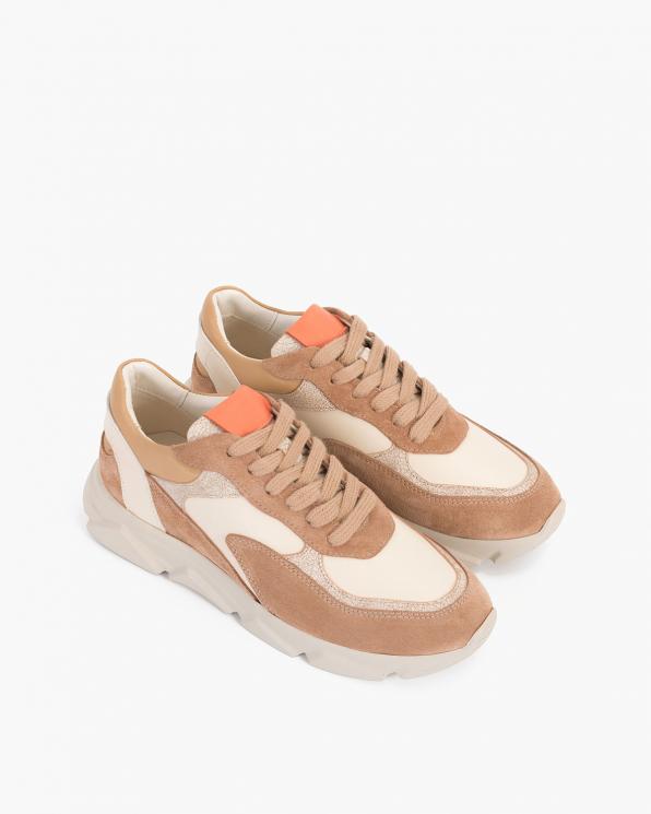 Beżowo-brązowe sneakersy zamszowe 098-2054-452