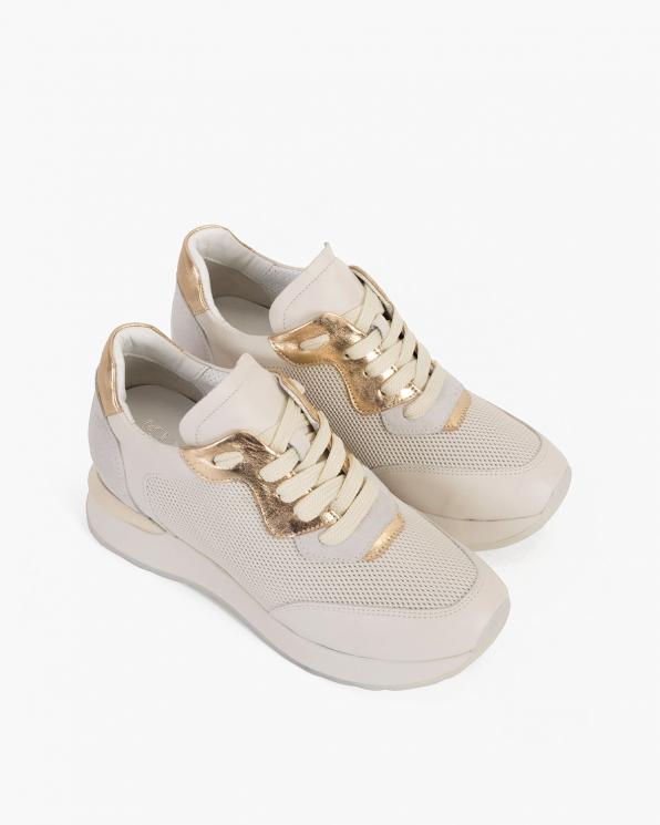 Beżowo-złote sneakersy skórzane 098-2036-427