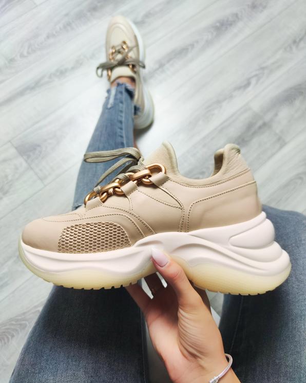 Beżowe sneakersy skórzane 116-106-004-BEŻ