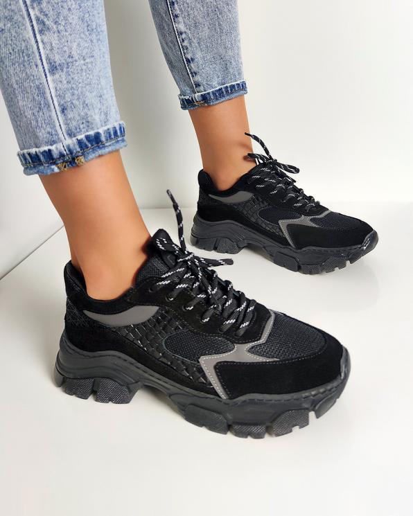Czarne sneakersy zamszowe 116-368-008-CZAR