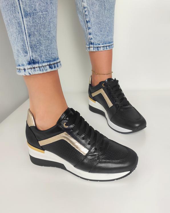 Czarno-złote sneakersy skórzane 024-3289-4671-11